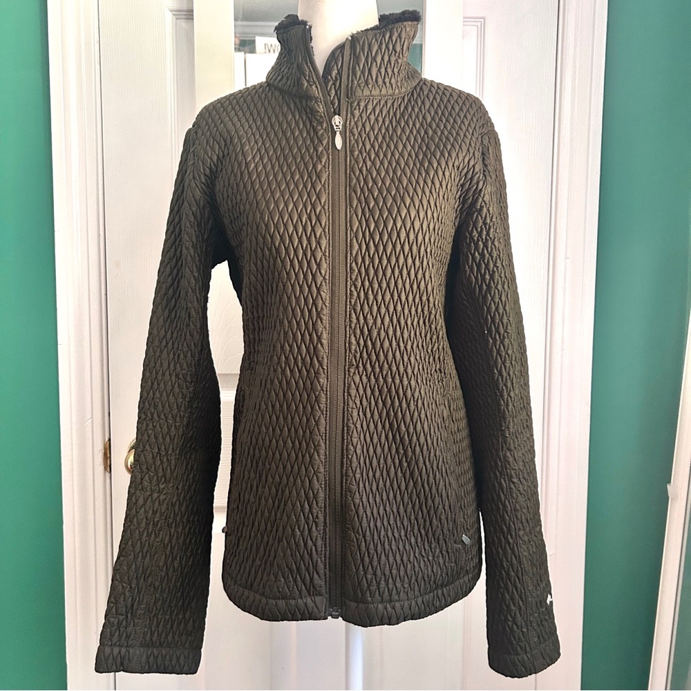 Columbia Quilted Jacket with Interior Fur Lined Collar Army Green Medium